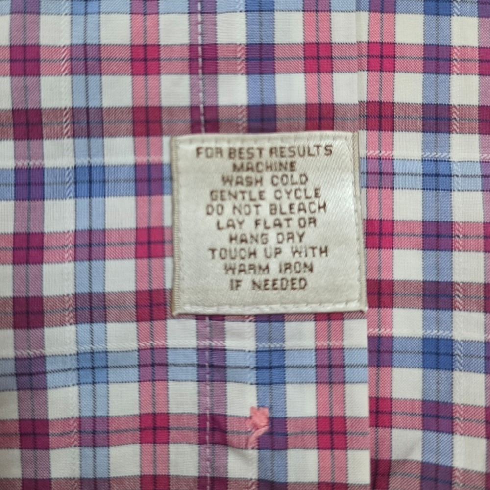 Peter Millar Mens Large Plaid Button Down Shirt Purple Blue White Cotton L Long - Picture 7 of 10